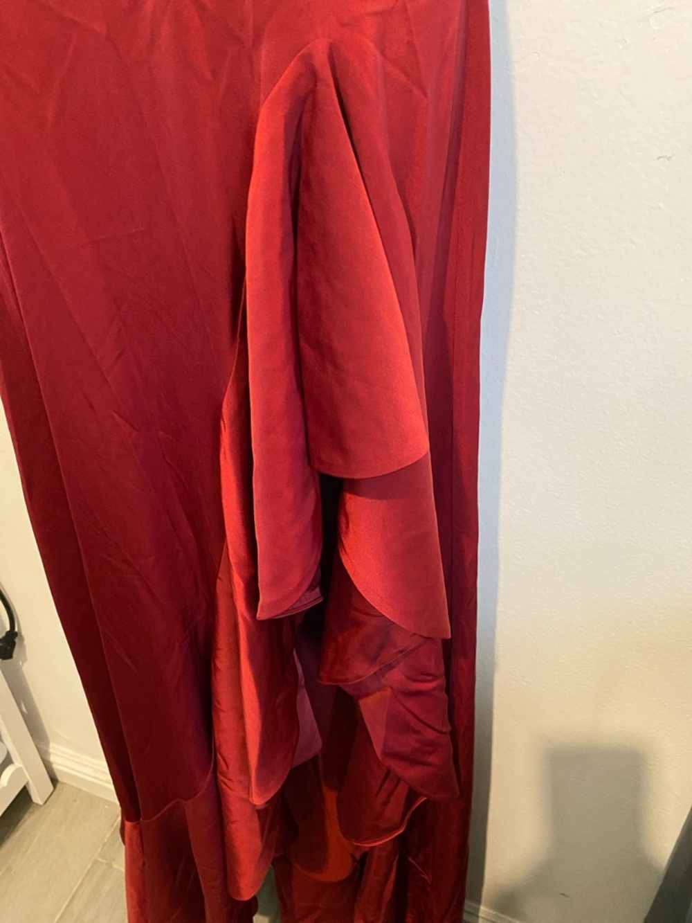 NBD Wine Red Halter Ruffle Maxi Dress - Picture 8 of 10